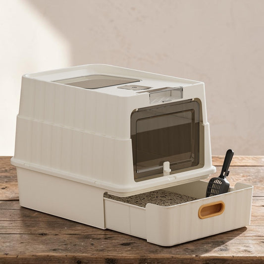 Vaporpure Premium Large Enclosed Drawer-Style Cat Litter Box - Odor Control